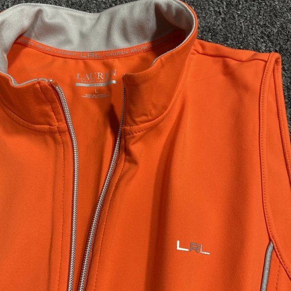 NWT New LRL Lauren Active Orange Reflective Full Zip Vest L $99 - Sum16 Key3 - Picture 3 of 10